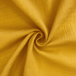 Ткань Муслин Жатый, цвет Горчичный (на отрез)  в Златоусте