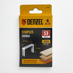 Denzel Скобы, 6 мм, для мебельного степлера, тип 53, 2000 шт.  в Златоусте